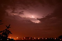 Lightning of active thunderstorm